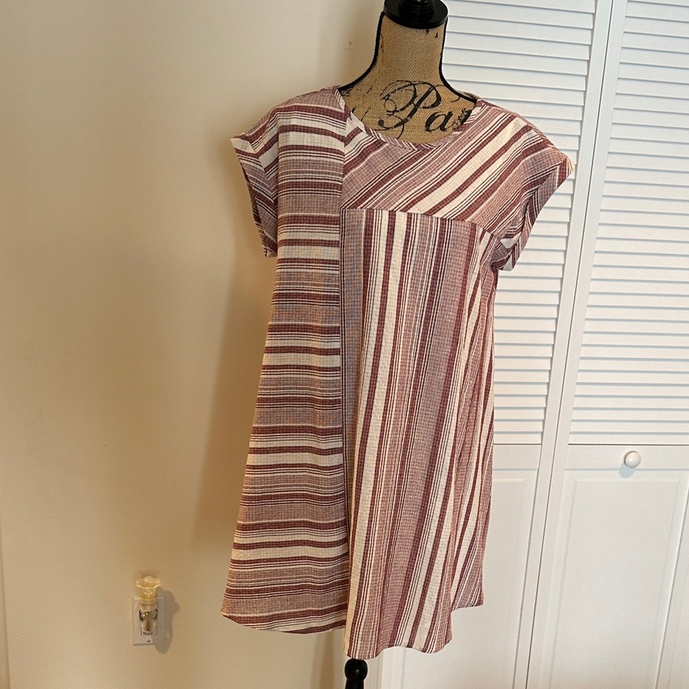 Striped Wine and White Dress